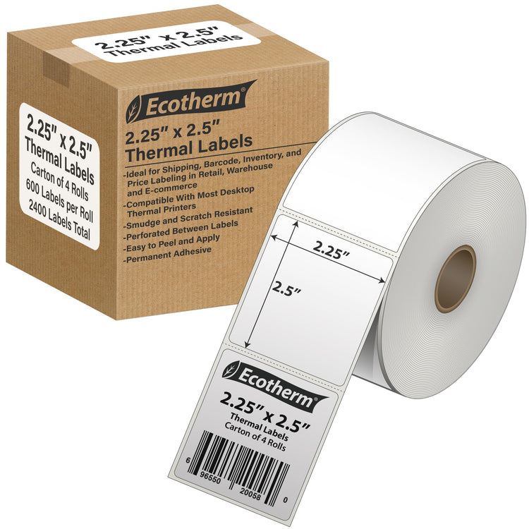 2.25" x 2.5" Thermal Labels (2400 Count)