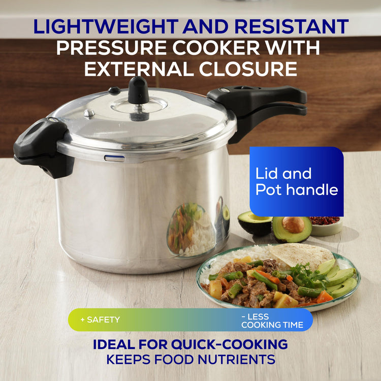 10.5 Quart / 10 Liter) Ultra Pressure Cooker, Pressure Pot with 6 Safety Systems, Aluminum Pressure Cooker for 11 Servings, Even Heat Distribution, Diameter 10.4 inches, Height 10.6 inches