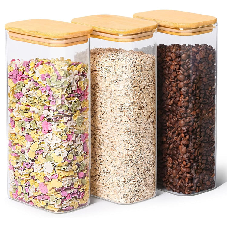 Glass Storage Containers With Lids 2 Qt (3 Count)