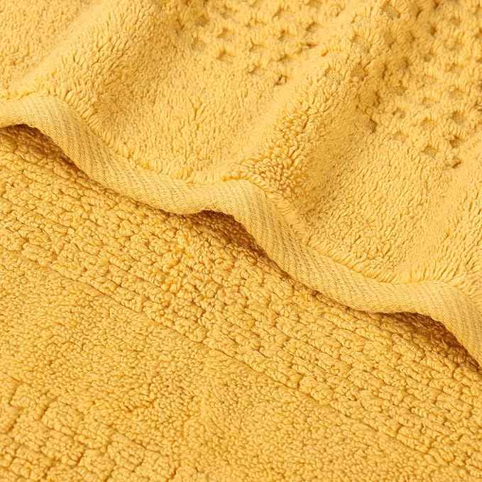 Superior Playa Zero Twist Cotton Medium Weight Towels, for Guest Bath, Bathroom, Shower, Spa, Plush, Quick Dry, Ultra-Soft Towels, Bath Essentials, Waffle Textured, 12 Piece Assorted Towel Set, Gold