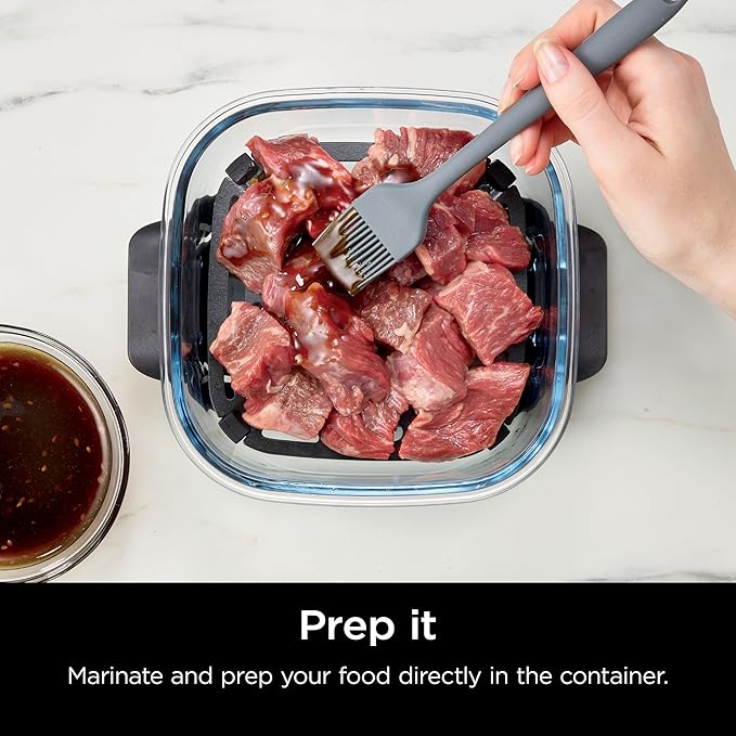 Ninja 6-Cup 2-Pack CleanCrisp Glass Containers for Meal Prepping with Leak-Proof Storage Lids, Compatible with Ninja Crispi Portable Cooking System, Microwave, Freezer & Dishwasher Safe, XSKSFN2X6CUP