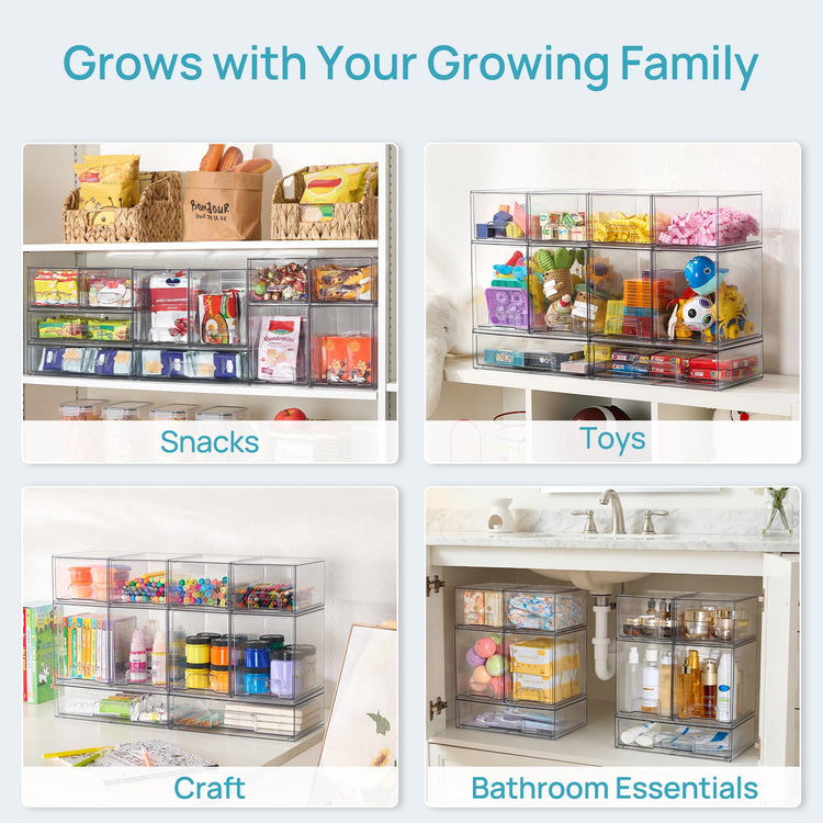 Clear Stackable Storage Drawers Set of 8 (8 Count)