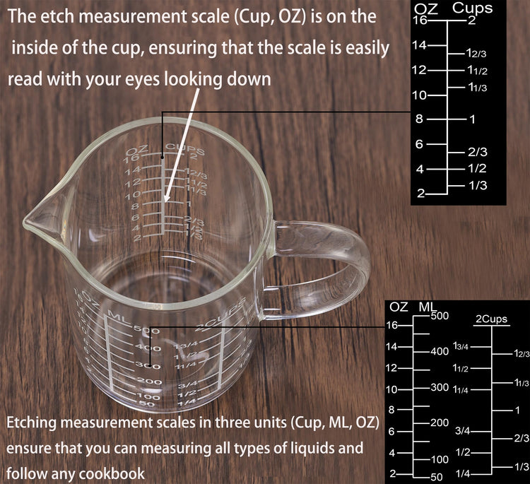 Ackers Mirror Etching Scale Glass Measuring Cup