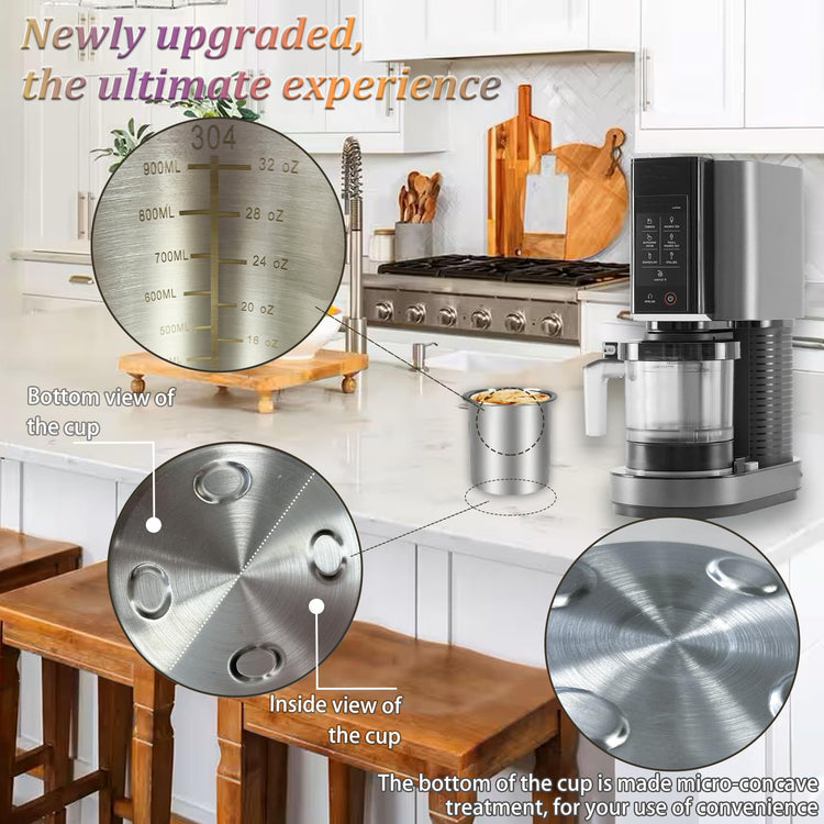 Stainless Steel Pint Containers & Lids Compatible with Ninja Creami ice Cream Maker NC500