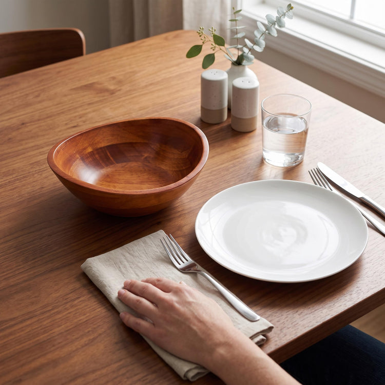 Cherry Finished Wavy Rim Serving Bowls for Fruits or Salads (Small - Set of 4)