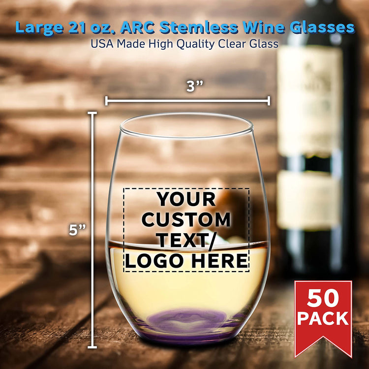 50 ARC Stemless Wine Glasses Set (50 Count)