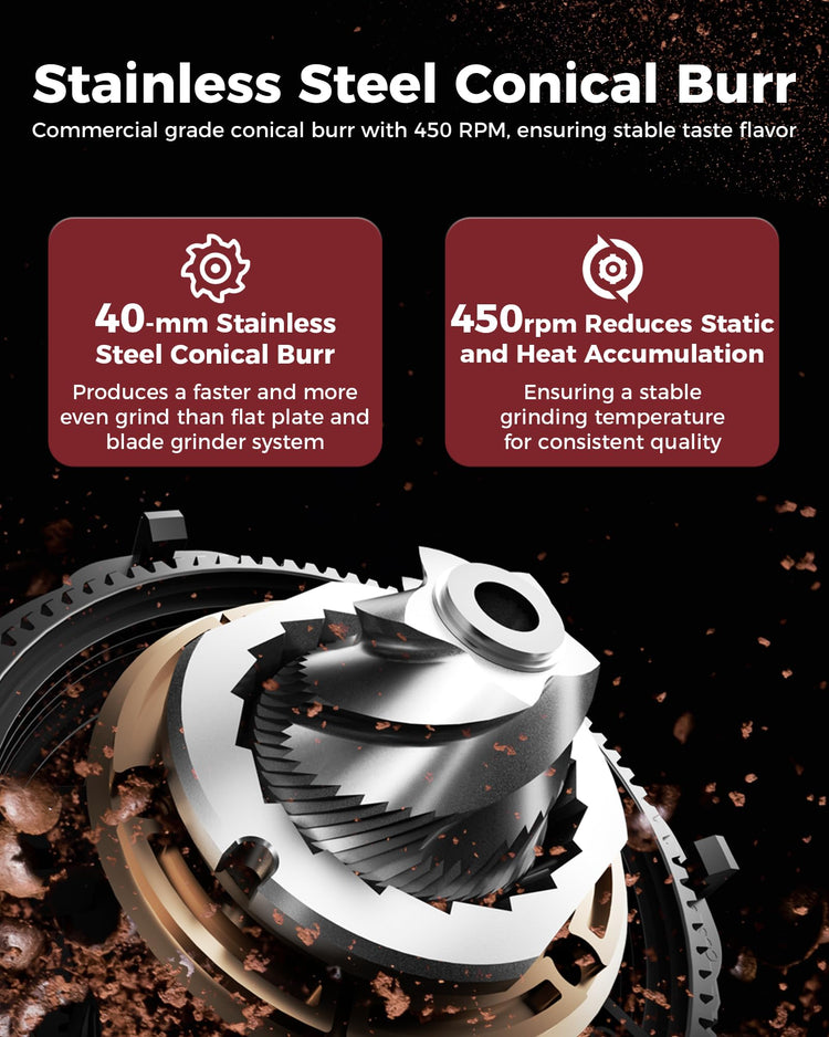 G1 Conical Burr Coffee Grinder with 48 Grind Settings