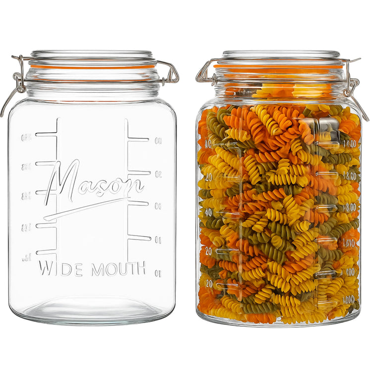 1 Gallon Glass Mason Storage Jars with Airtight Lids & Measurment Marks (2 Count)