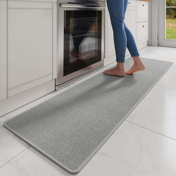 Long Kitchen Runner Rugs Kitchen Mat Non Slip Washable Gray 17"x71" (8.333 Sq Ft)