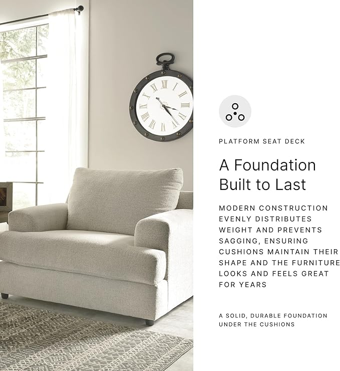 Signature Design by Ashley Soletren Contemporary Chenille Chair and a Half, Off-White