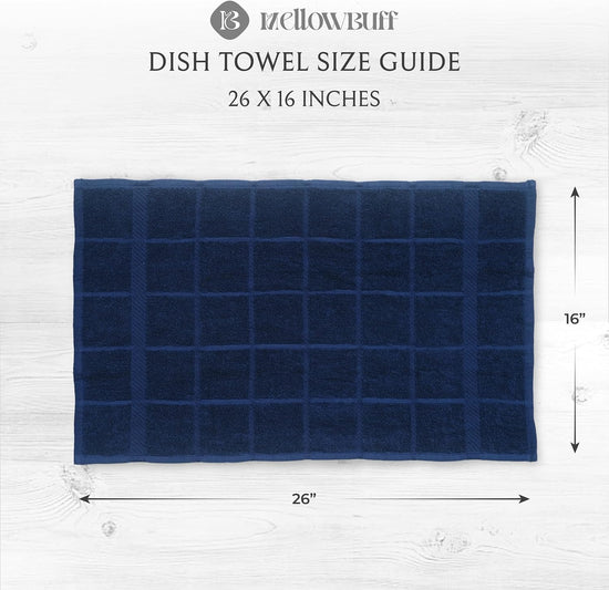 100% Cotton Terry Dish Towels for Kitchen, 4 Pack Plain, 16 x26 Inches, Super Soft and Absorbent, Perfect for Cleaning and Dish Washing | Navy Blue Kitchen Towels - Nestoria