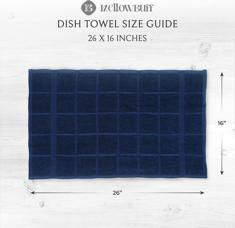 100% Cotton Terry Dish Towels for Kitchen, 4 Pack Plain, 16 x26 Inches, Super Soft and Absorbent, Perfect for Cleaning and Dish Washing | Navy Blue Kitchen Towels - Nestoria