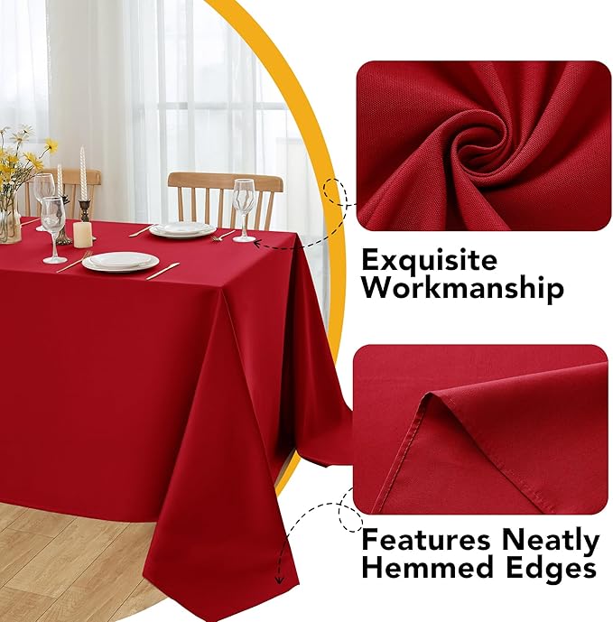 10-Pack Red Tablecloths for Rectangle Tables, 54 x 108 Inches, Stain-Resistant Polyester Fabric for 6 Foot Tables - Washable Table Covers for Weddings, Banquets, Birthday Parties, Events