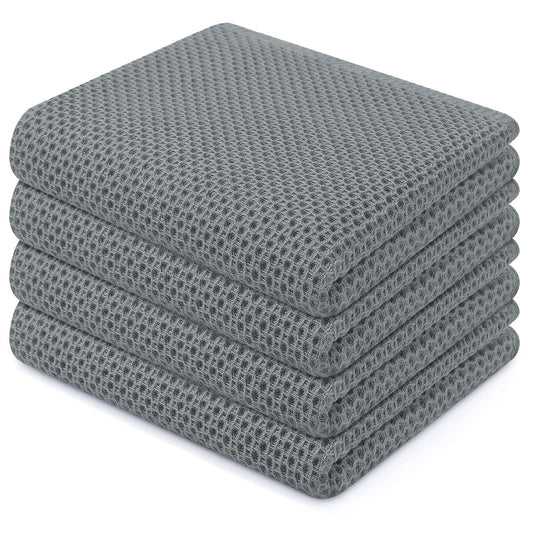 100% Cotton Waffle Weave Kitchen Dish Towels 4 (4 Count)
