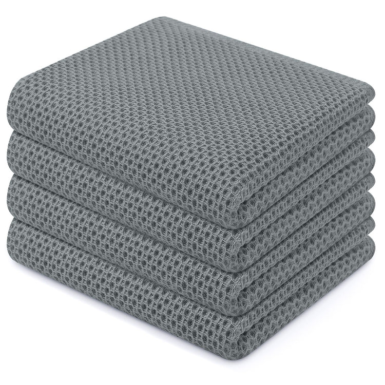 100% Cotton Waffle Weave Kitchen Dish Towels 4 (4 Count)