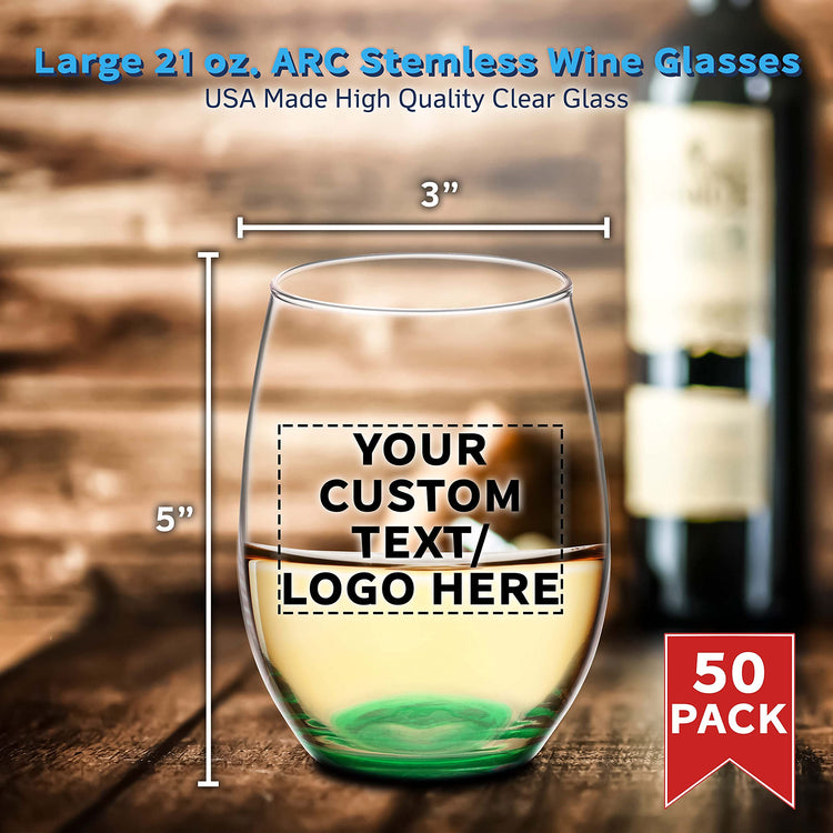 50 ARC Stemless Wine Glasses Set (50 Count)