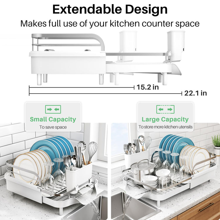 Expandable Dish Drying Rack for Kitchen Counter