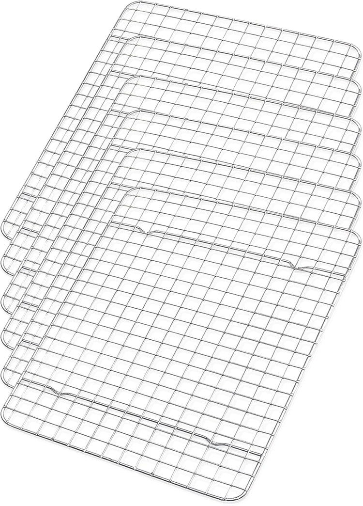 Stainless Steel Cooling Rack Size - Small, 8 x 11.75 Inches, Dishwasher-Safe, Oven Safe, Cookie Cooling Racks for Baking & Cooking - Pack of 6