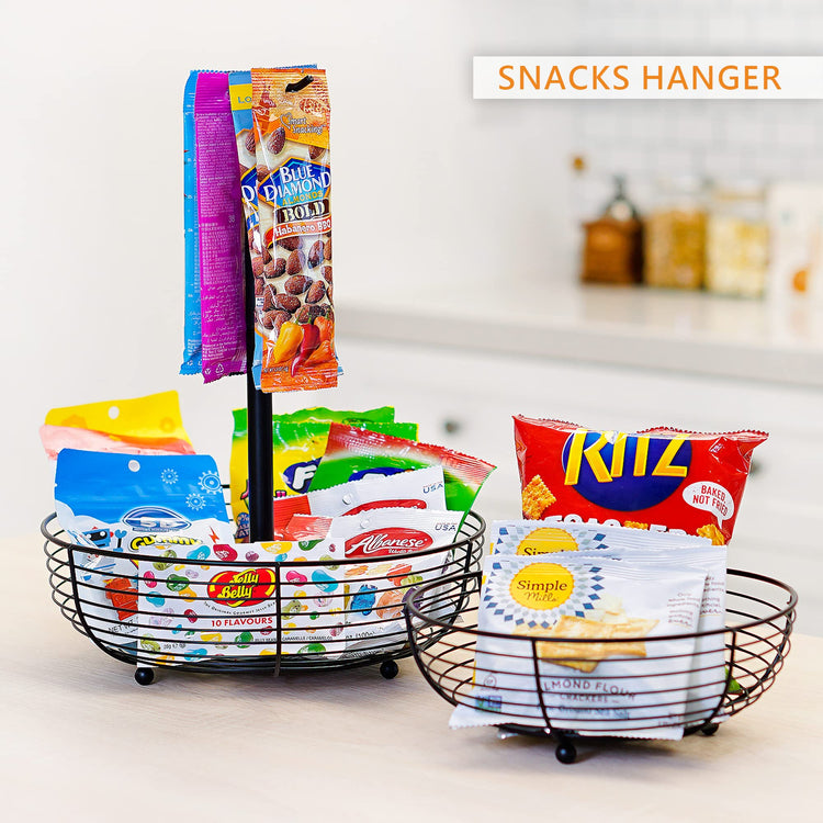 2 Tier Fruit Basket Bowl Kitchen Heavy Duty Wire Organizer