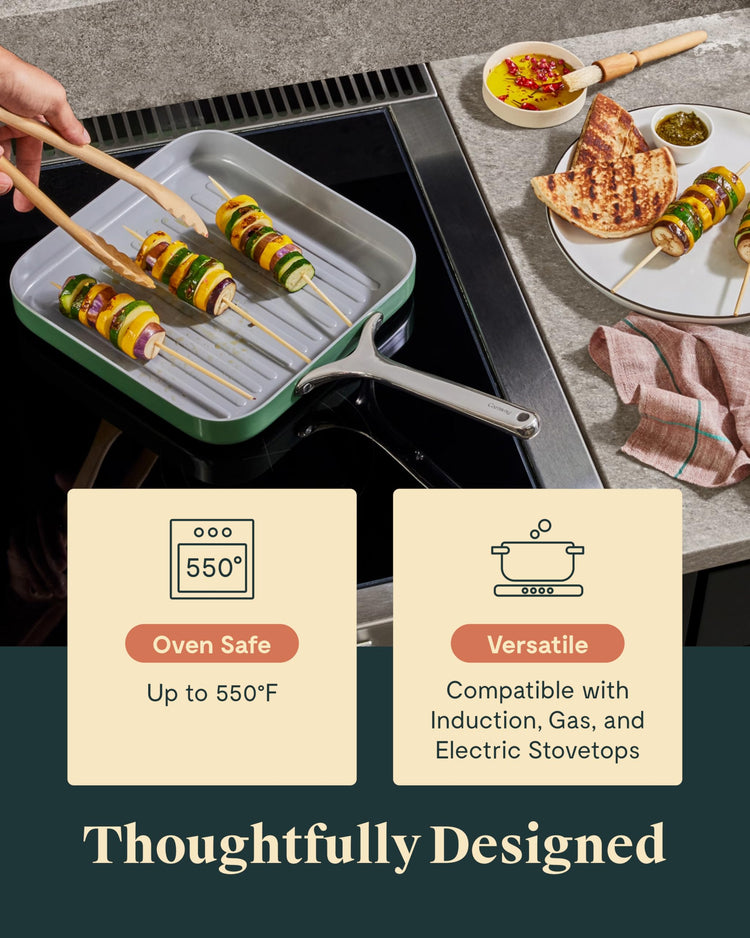 11" Non Stick Square Griddle Pan and Grill Pan Duo (2 Count)