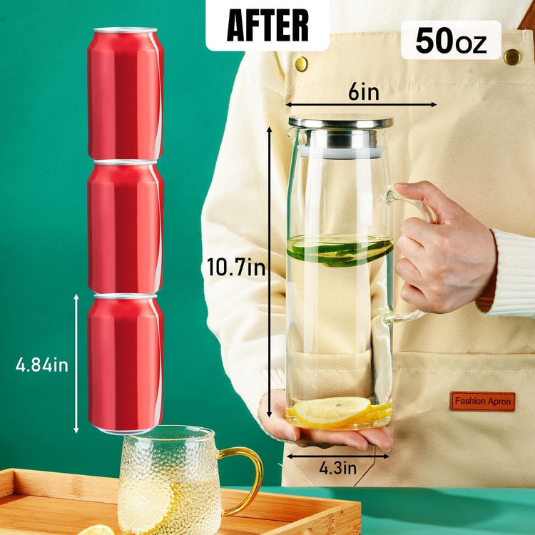 Glass Pitcher with Lid and Spout 50oz