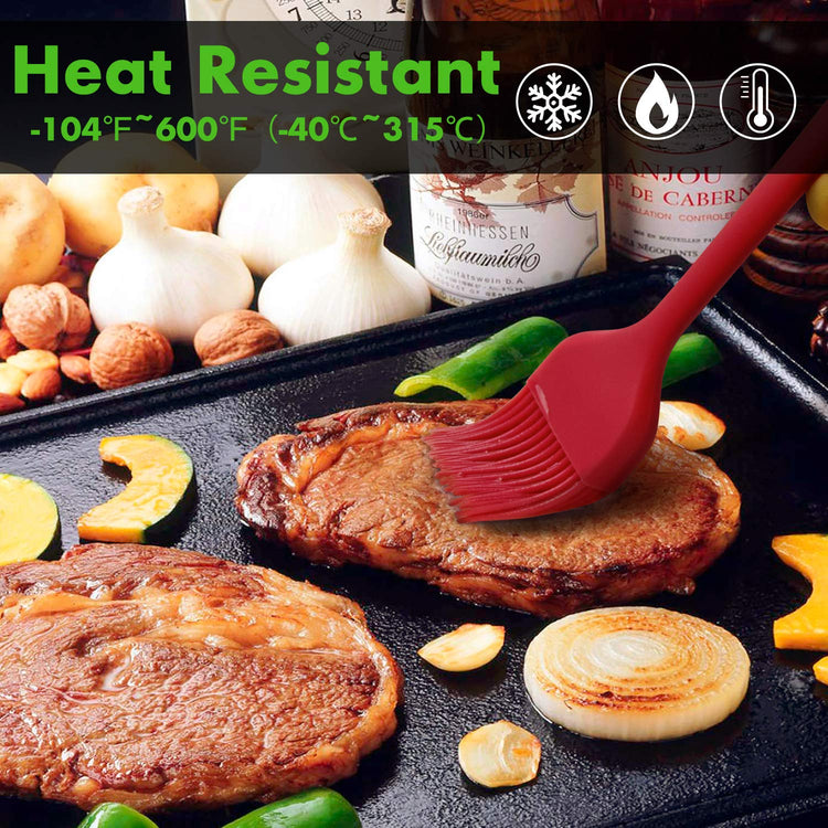 Basting Brushes Silicone Heat Resistant Pastry Brushes Spread Oil Butter Sauce Marinades for BBQ Grill Barbecue Baking Kitchen Cooking BPA Free Dishwasher Safe (2 Count)