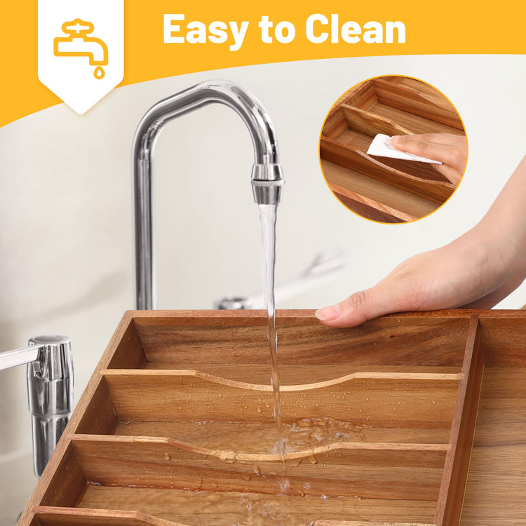 Kitchen Acacia Silverware Organizer