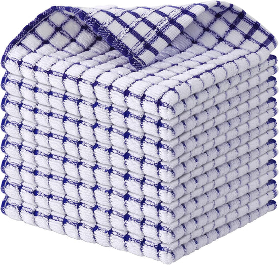 Kitinjoy Cotton 8 Pack Terry Kitchen Dish Cloths, 12 x 12 Inches Super Soft and Absorbent Dish Rags, Quick Drying Dish Towels for Washing Dishes, Blue - Nestoria