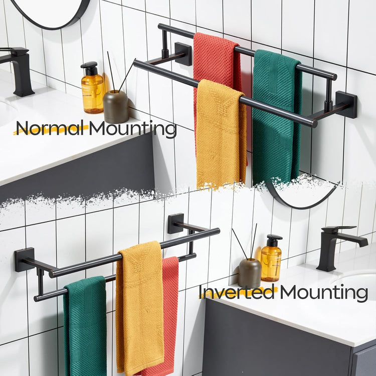 KOKOSIRI Towel Bars 24-Inch Bathroom Towel Holder Oil Rubbed Bronze Bath Towel Rails Racks Wall Mounted Stainless Steel B5009ORB-L24