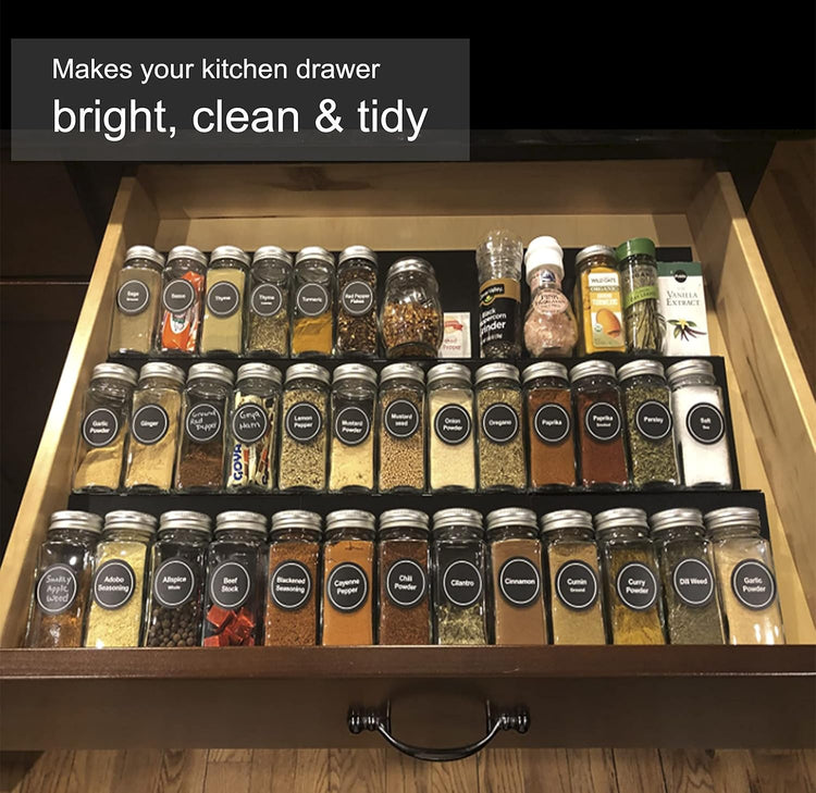 Artibear Expandable Drawer Spice Rack Organizer for 8" to 24" Kitchen Cabinets Drawer Tray Insert, Set of 9