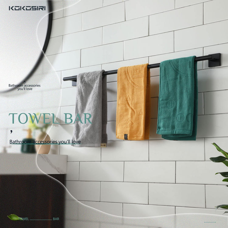 32'' Towel Rails Bathroom Towel Bars Matte Black 32 Inch Bath Towel Holder for Washroom Kitchen Wall Stainless Steel B4005BK