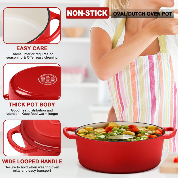7QT Oval Dutch Oven Pot with Lid
