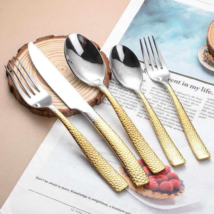 Hammered Silverware Set For 4 (20 Count)