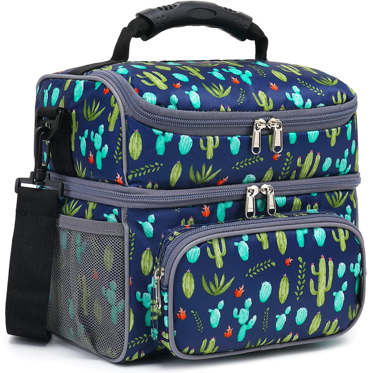 Double Layer Cooler Insulated Lunch Bag Adult Lunch Box Large Tote Bag for Men (2 Count)