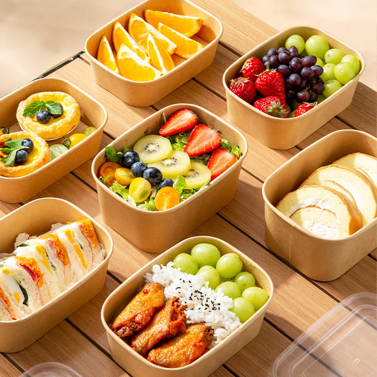 50 Pack 29oz Disposable Kraft Paper Bowls【with Lids and Forks】 (50 Count)