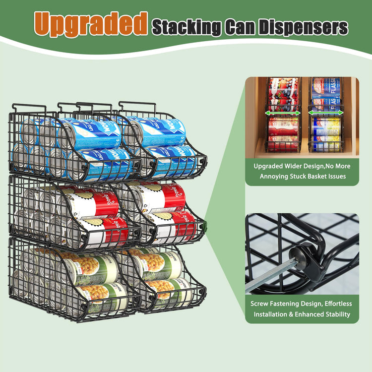 6 Pack Stackable Can Organizer for Pantry Cabinet Food Storage (6 Count)