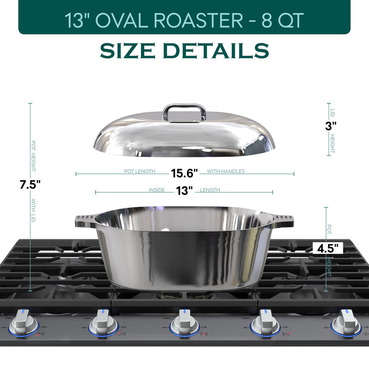 Cast Aluminum Oval Dutch Oven with Lid