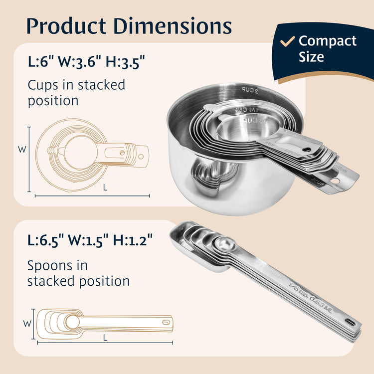 Stainless Steel Measuring Cups and Spoons Set
