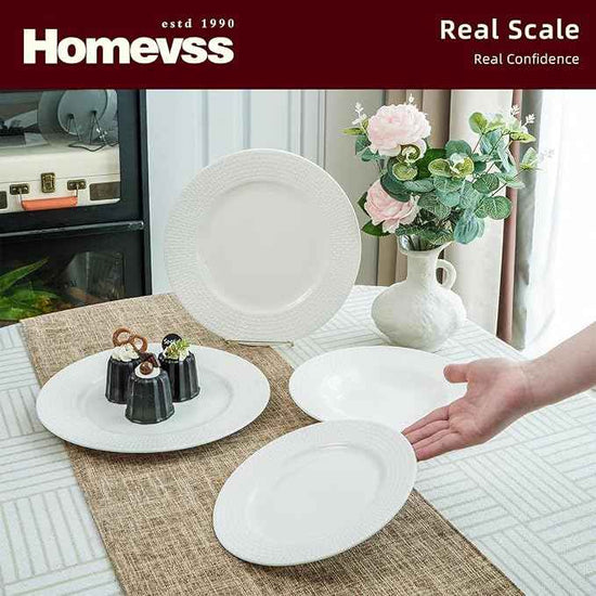 HomeVss, New Bone China Embossed Waves 18pc Dinnerware Set
