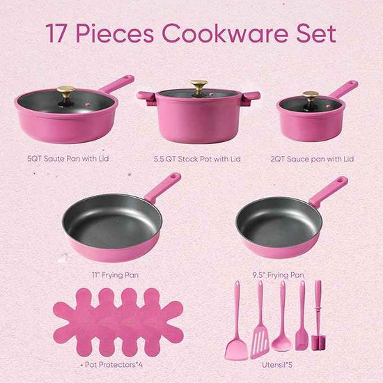 CAROTE Non Stick Pots and Pans Set, Cookware Sets Nonstick, Kitchen Cooking Set with Stay-Cool Handles,with Silicone Tools and Pot Protectors,16 Piece