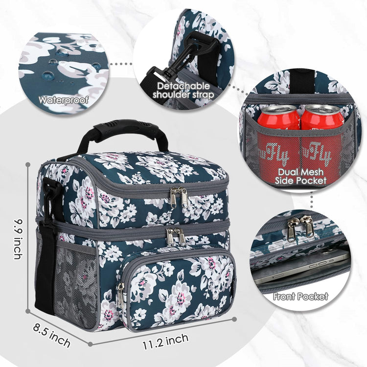 Double Layer Cooler Insulated Lunch Bag Adult Lunch Box Large Tote Bag for Men