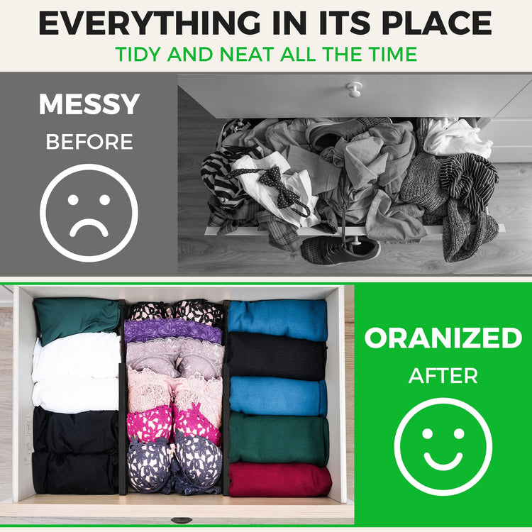 4 Pack Bamboo Drawer Dividers Organizer with Inserts 2.6'' High (4 Count)