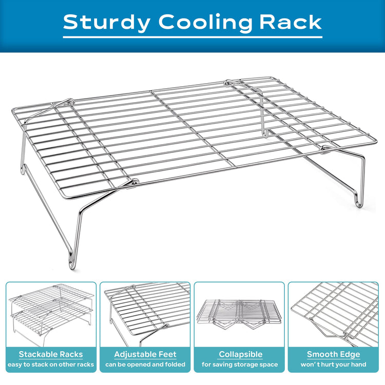 2 Tier 15x10IN Cookie Cooling Rack for Cooking Stackable Collapsible