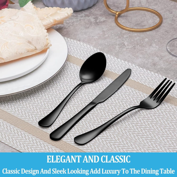 30 Pcs Black Silverware Set (30 Count)