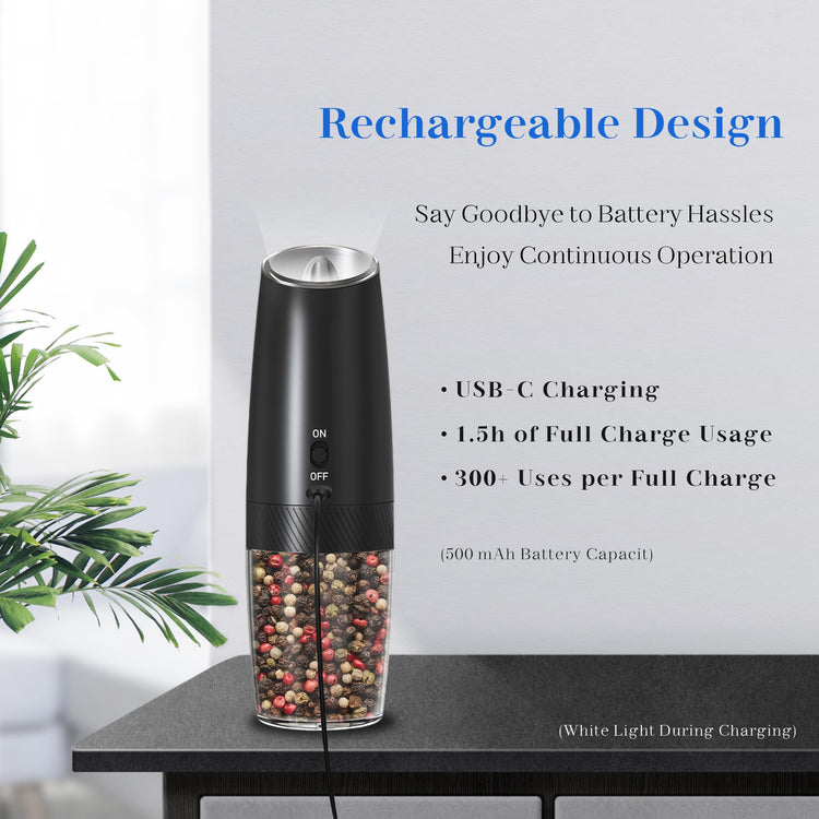 Rechargeable Salt Pepper Grinder Set (2 Count)