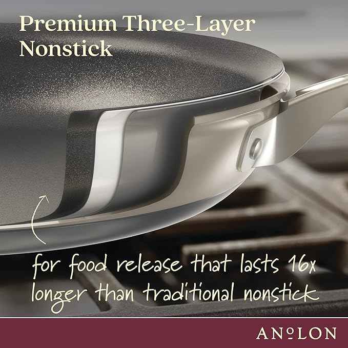 Anolon Achieve Hard Anodized Nonstick Cookware Pots and Pans Set, 9 Piece - Silver