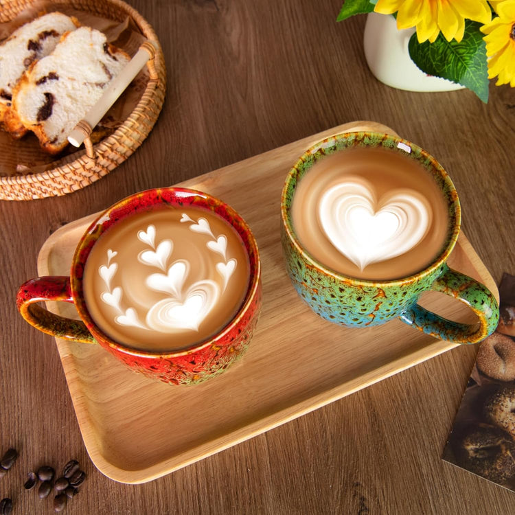 Set of 2 Durable 16 oz Coffee Cups, Large Coffee Mugs with Ergonomic Handle, Ceramic Mugs Dishwasher & Microwave Safe, Ideal Tea Mugs for Home, Office, Gifts (coffee, Tea, Hot Cocoa, Latte Cup)