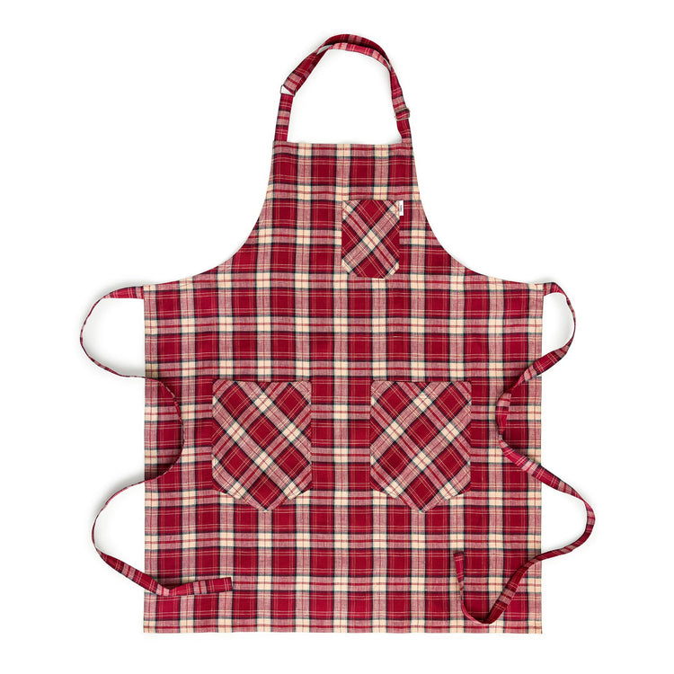 100% Pure Linen Apron Burgundy Adjustable