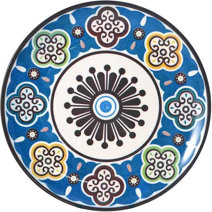 Tudor Royal Collection 24-Piece Premium Quality Round Porcelain Dinnerware Set, Service for 6 - SUMAYA Blue, See 10 Designs Inside!