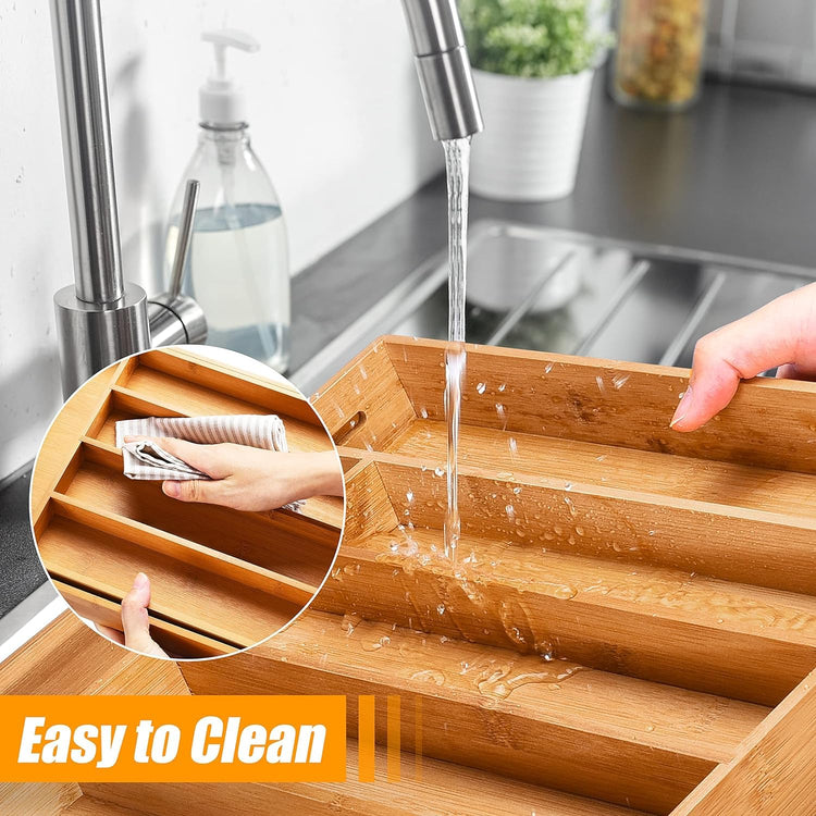 Kitchen Silverware Drawer Organizer and Storage Flatware Cutlery Utensil Holder Spice Rack Containers Bathroom Counter Cabinet Office Desk Makeup Drawer Tray Kitchen and Dining Tools Decor Accessories (2.01 Count)